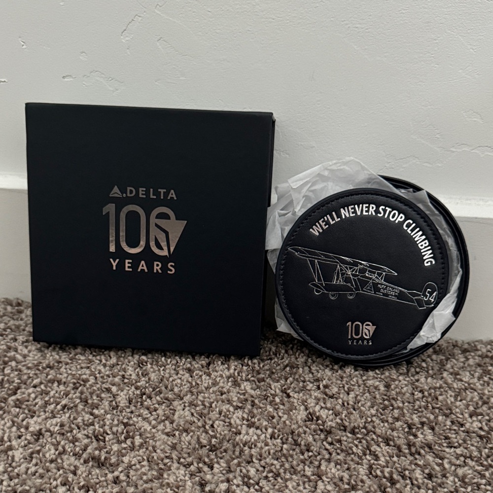 Delta 100 Years Centennial Commemorative Leather Coaster Set